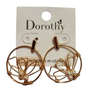 NWT Dorothy Earrings Gold with Faux Pearl Accents